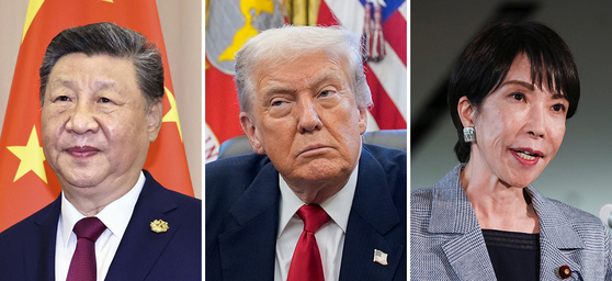 左から中国の習近平国家主席、米国のドナルド・トランプ大統領、日本の高市早苗首相。聯合ニュース