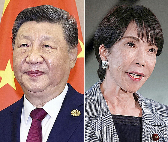 中国の習近平国家主席（左）と高市早苗首相。聯合ニュース