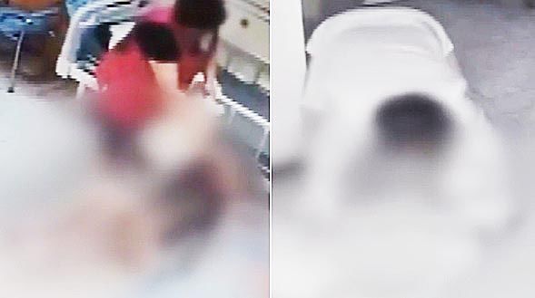   介護職員による虐待が疑われる場面［JTBC『事件班長』　キャプチャー］