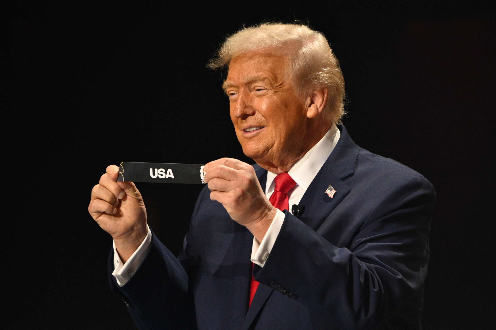 W杯組み合わせ抽選会に出席したトランプ大統領　［ロイター＝聯合ニュース］