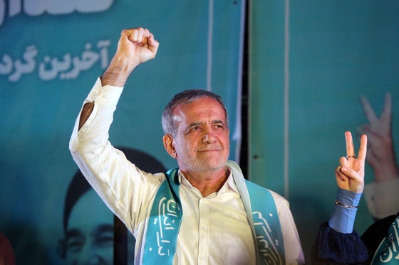 イラン大統領選で当選したマスード・ペゼシュキアン氏。［EPA＝聯合ニュース］