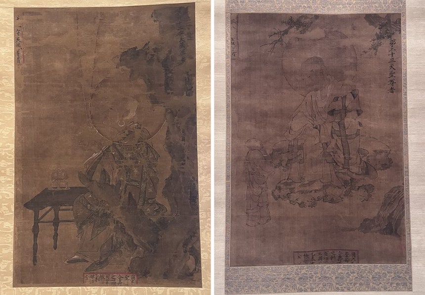 『第九十二守大蔵尊者』（左）と『第二十三天聖尊者』。