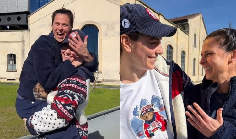   米女子アイスホッケー代表主将のヒラリー・ナイトと米スピードスケート女子代表のブリタニー・ボウ［インスタグラム キャプチャー］