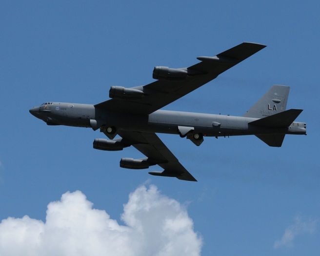 米国の3大戦略爆撃機の一つ、B－52 ［グアム・アンダーセン米空軍基地ホームページ］