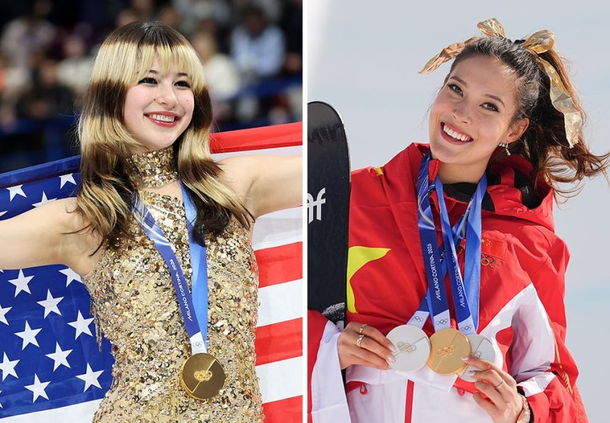 中国系米国人のアリサ・リウ（左写真）はフィギュアスケート女子シングルで、米国系中国人の谷愛凌（アイリーン・グー、右写真）はフリースタイルスキー女子ハーフパイプでそれぞれ金メダルを獲得した。国家主義という巨大な枠組みの中で批判にさらされてきた2人の選手は、米中対立の犠牲者でもある。［AP・新華＝聯合ニュース］