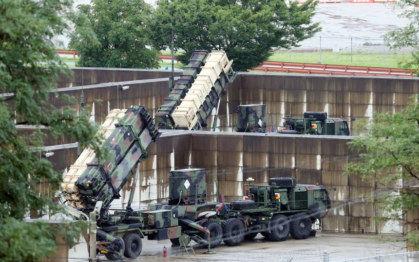 在韓米軍烏山（オサン）空軍基地に配備されたパトリオット（PAC3）ミサイル砲台 ［ニュース1］