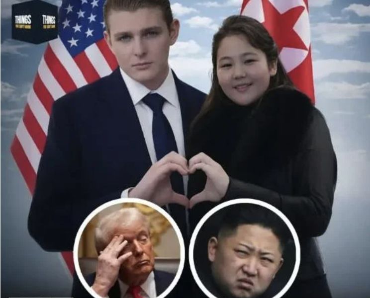   バロン・トランプ氏とキム・ジュエ氏を合成した写真［写真 オンラインコミュニティ キャプチャー］