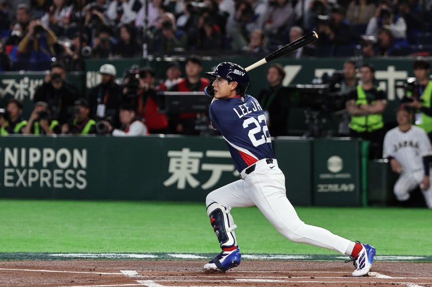 日本戦で先制適時打を放った李政厚。［写真 ニュース1］