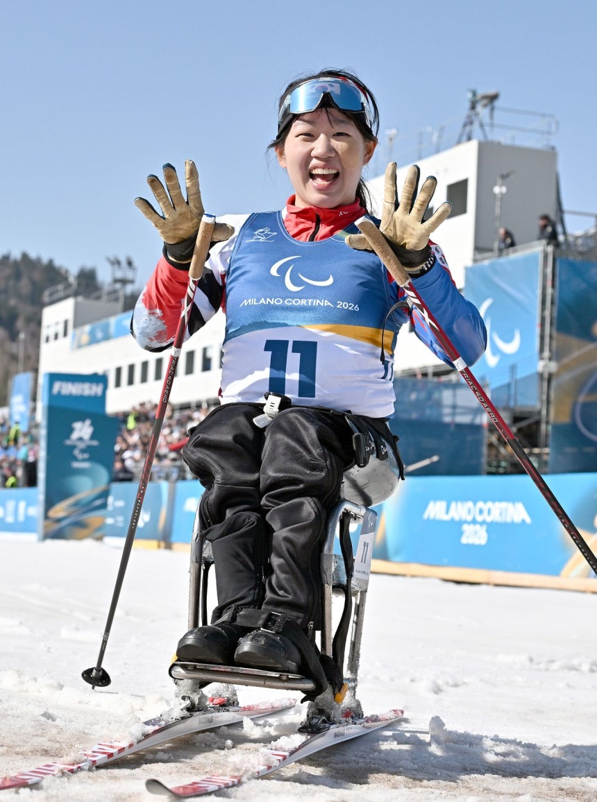 韓国女子選手で初めて冬季パラリンピックの金メダルを獲得したバイアスロンのキム・ユンジ ［写真 共同取材団］