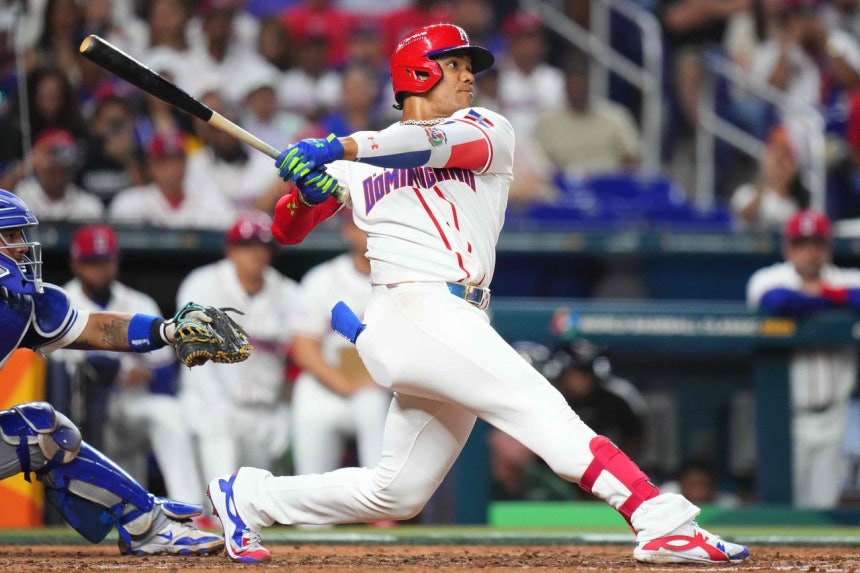 ドミニカ共和国のフアン・ソト。韓国投手がWBC8強で対戦する可能性がある強打者だ。韓国は14日にドミニカ共和国またはベネズエラと4強入りをかけて対戦する。［AFP＝聯合ニュース］