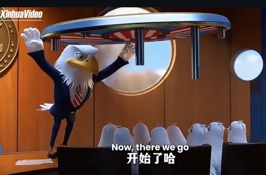   在米中国大使館がSNSに載せた動画。［インスタグラム キャプチャー］