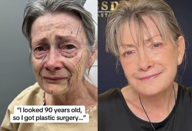   70代の米国人女性、フェイスリフト前後の姿 ［写真 sns］