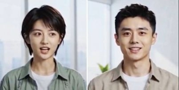   中国のあるコンテンツ制作会社と契約したAI俳優［写真 SNS キャプチャー］