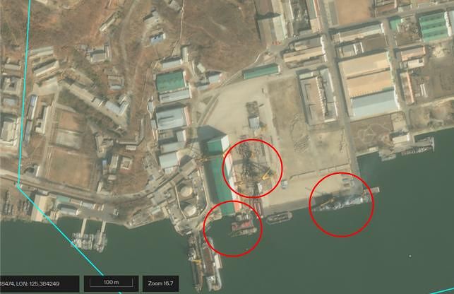 米衛星会社「Vantor」が先月28日、南浦（ナムポ）造船所一帯を撮影した衛星写真 ［写真 庾竜源（ユ・ヨンウォン）国民の力議員室］