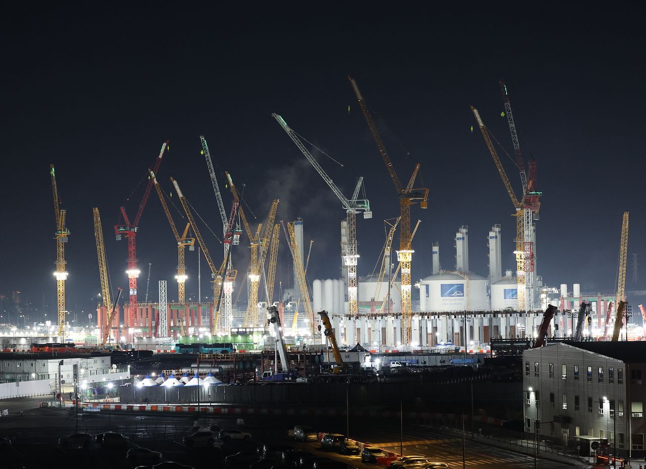  京畿道平沢市のサムスン電子平沢キャンパス第5工場（P5）の建設現場。［写真 聯合ニュース］