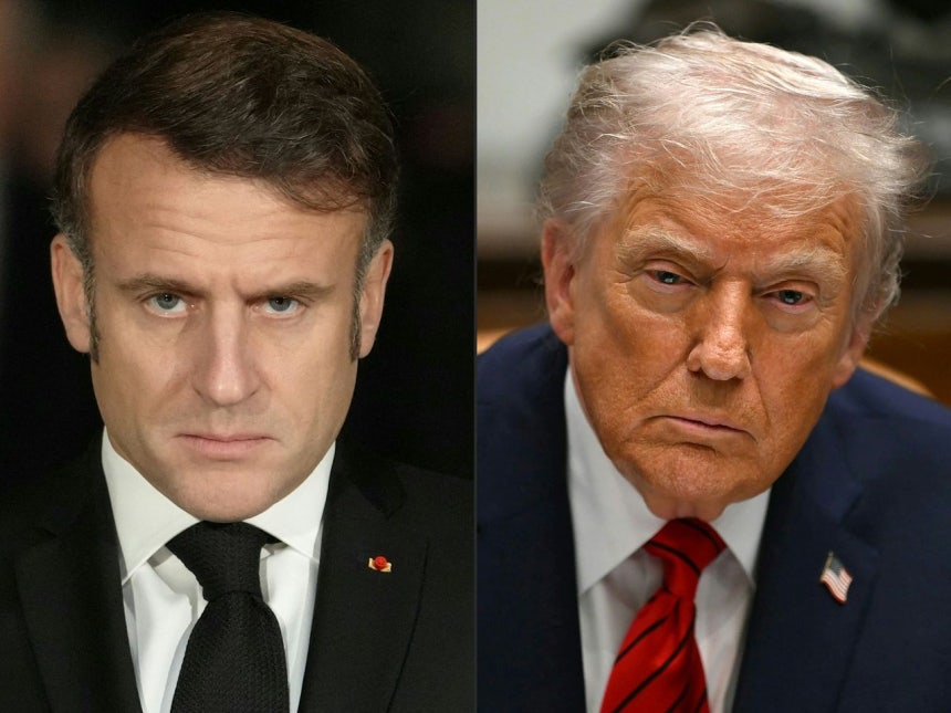 マクロン仏大統領（左）とトランプ米大統領 ［AFP＝聯合ニュース］
