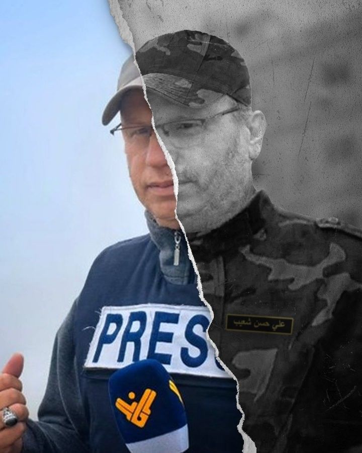   イスラエル軍がヒズボラ要員に見えるように捏造したレバノンの記者のイメージ。［イスラエル軍 X キャプチャー］