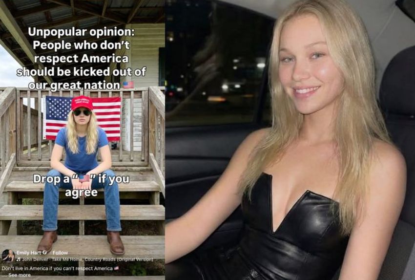人気を集めたブロンド美女の「MAGAガール」エミリー・ハート。インスタグラムのキャプチャー