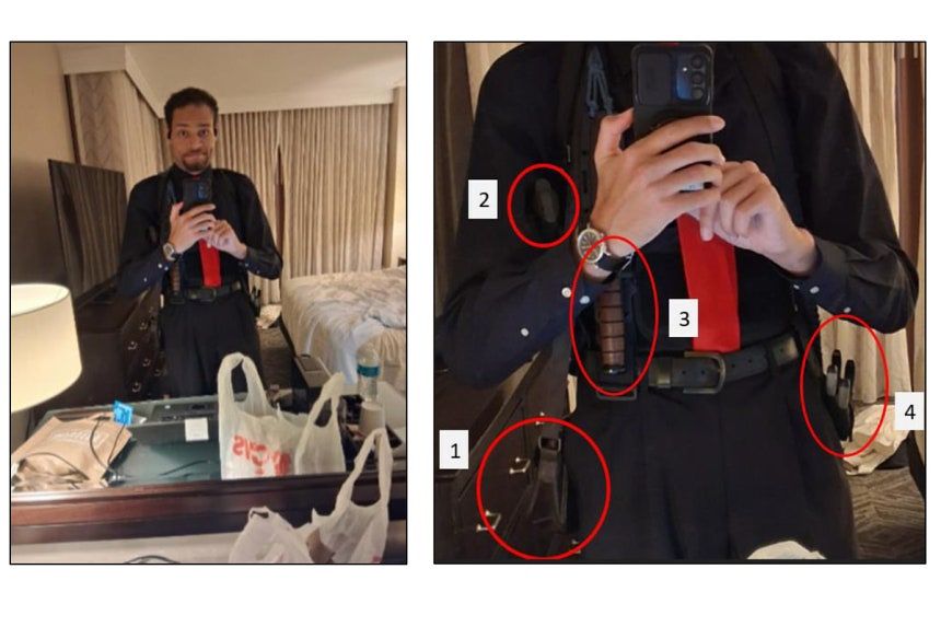 ホテルの客室で自撮りをするアレン容疑者の様子。ロイター＝聯合ニュース