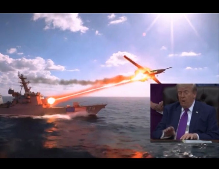   トランプ大統領がトゥルース・ソーシャルに投稿したイラン軍用機攻撃のAI動画。［写真 トランプ大統領のSNS キャプチャー］