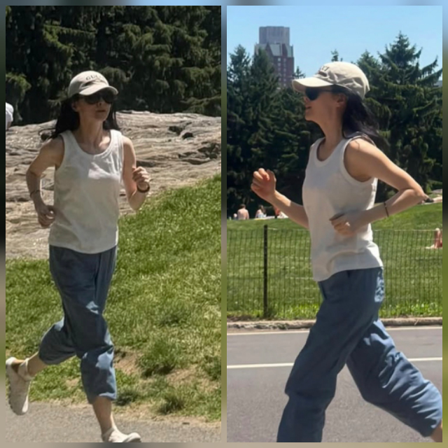  ニューヨークのセントラルパークでジョギングする女優イ・ヨンエ。［SNS キャプチャー］
