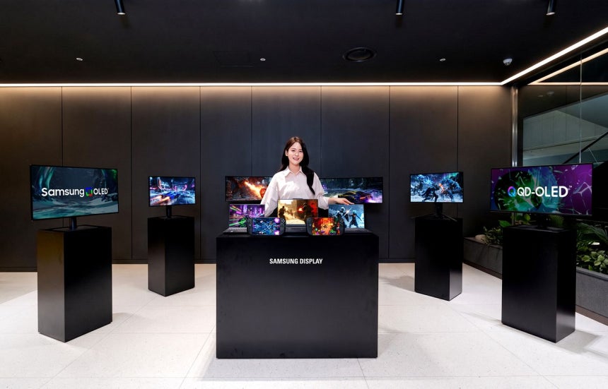 サムスンディスプレーとLGディスプレーが有機EL新技術でゲーミング市場の主導権争いに出た。サムスンディスプレーのゲーミング最適化有機EL・QD－OLED製品。［写真サムスンディスプレー］