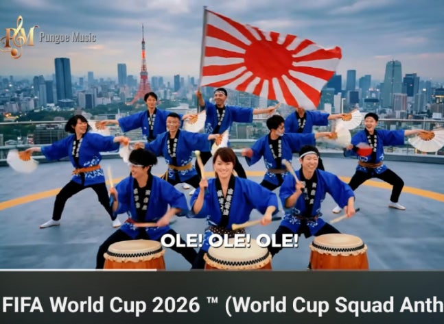  北中米W杯の旭日旗を使った応援動画（写真＝SNS）