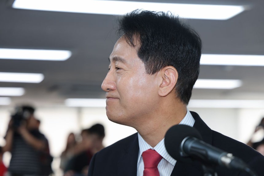 6・3地方選挙で勝利し、史上初の5選ソウル市長となった国民の力の呉世勲（オ・セフン）候補。［聯合ニュース］