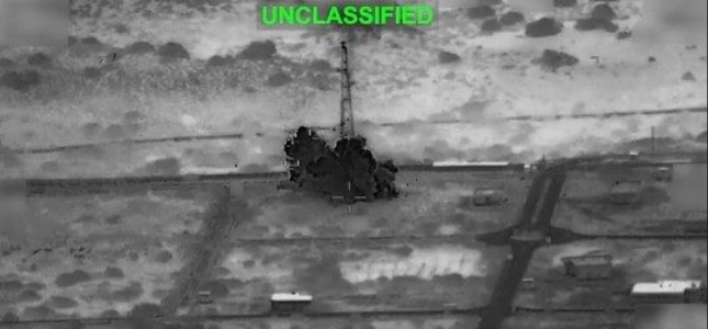   米中央軍が「イランの監視レーダーを攻撃した」として公開した映像。［写真 X（旧ツイッター） キャプチャー］