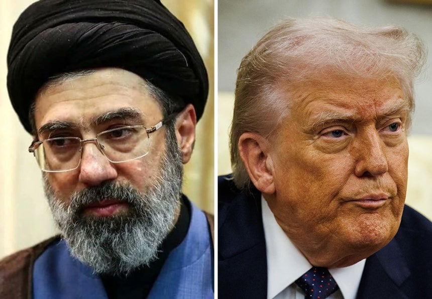 イランのモジタバ・ハメネイ師（左）、トランプ米大統領（右） ［EPA＝聯合ニュース、SNSキャプチャー］