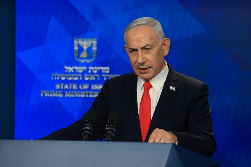 イスラエルのベンヤミン・ネタニヤフ首相が15日（現地時間）、米国とイランの終戦合意に関する記者会見を行っている。ロイター＝聯合ニュース