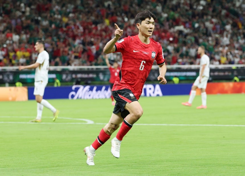 11日（現地時間）、メキシコのグアダラハラ競技場で行われた2026年北中米W杯1次リーグA第1戦の韓国－チェコ戦で、先制ゴールを決めた黄仁範（ファン・インボム） ［聯合ニュース］