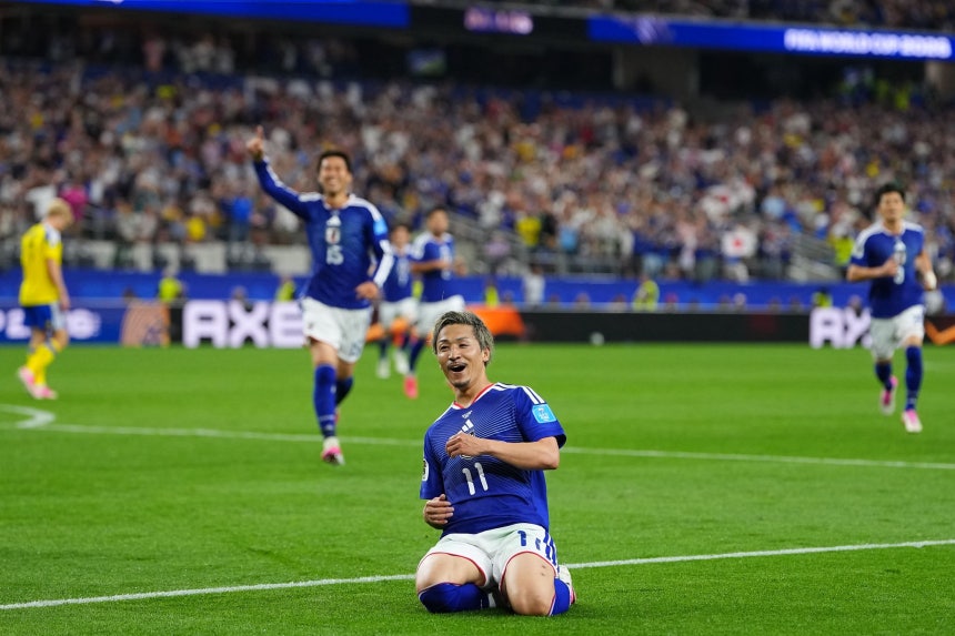 スウェーデン戦でゴールを決めた日本代表の前田大然 ［AP＝聯合ニュース］
