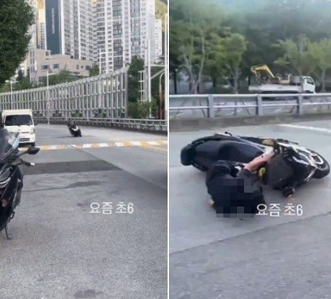  盗んだバイクを運転する小学生の姿。［X キャプチャー］