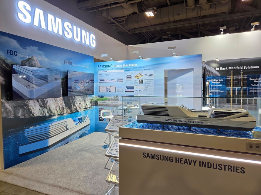 4月に米データセンターワールドで展示されたサムスン重工業の浮体式データセンター模型。［写真サムスン重工業］