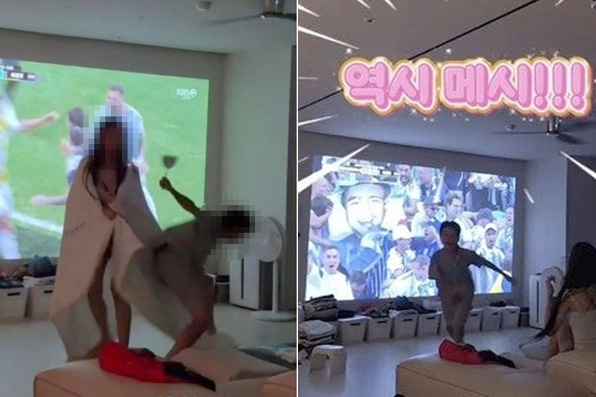   李同国さん一家がW杯の試合を応援する様子。［写真 インスタグラム キャプチャー］