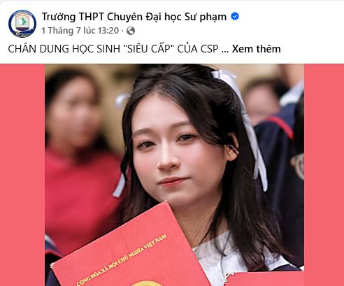 ベトナムの大学入学試験で全国首席となり、韓国の大学への進学を決めたホアン・フオン・ザンさん。［ハノイ師範大学付属英才高校フェイスブック キャプチャー］