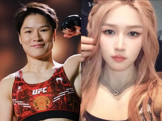   女子UFC選手ジャン・ウェイリーのメイク前とメイク後の姿。［SNS キャプチャー］