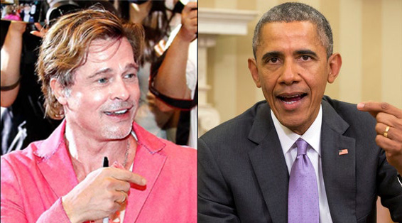 俳優のブラッド・ピット（左）とバラク・オバマ米元大統領。［写真 ニュース1、AP= 聯合ニュース］