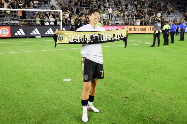 所属チームに復帰した後、2試合連続でゴールを決めた孫興慜（ソン・フンミン）がMLS週間ベストイレブンに選ばれた。 ［AFP＝聯合ニュース］