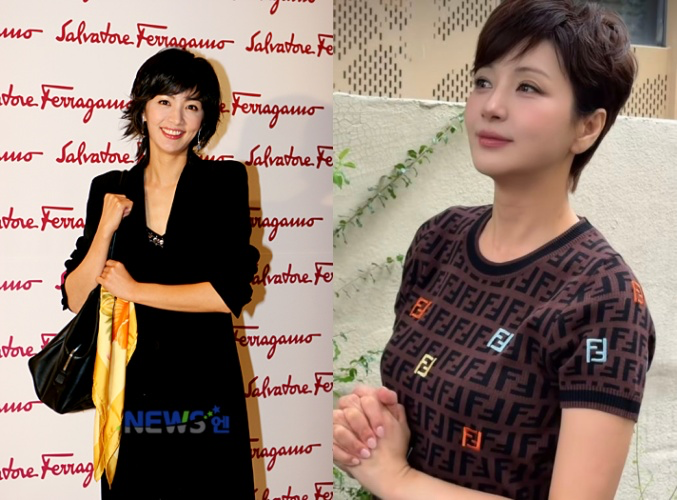  女優ユン・ヘヨンの30代（左）と50代の姿。