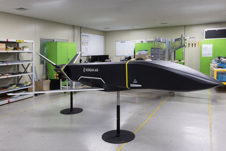 大韓航空が開発中の小型協同無人機（KUS－FX）のモックアップ。［写真 大韓航空］