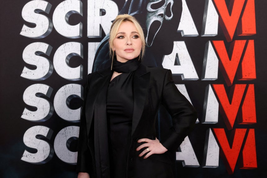 米女優ヘイデン・パネッティーアさんが2023年3月6日、米ニューヨークで開かれた映画『スクリーム6』のプレミア試写会に出席している。ロイター＝聯合ニュース