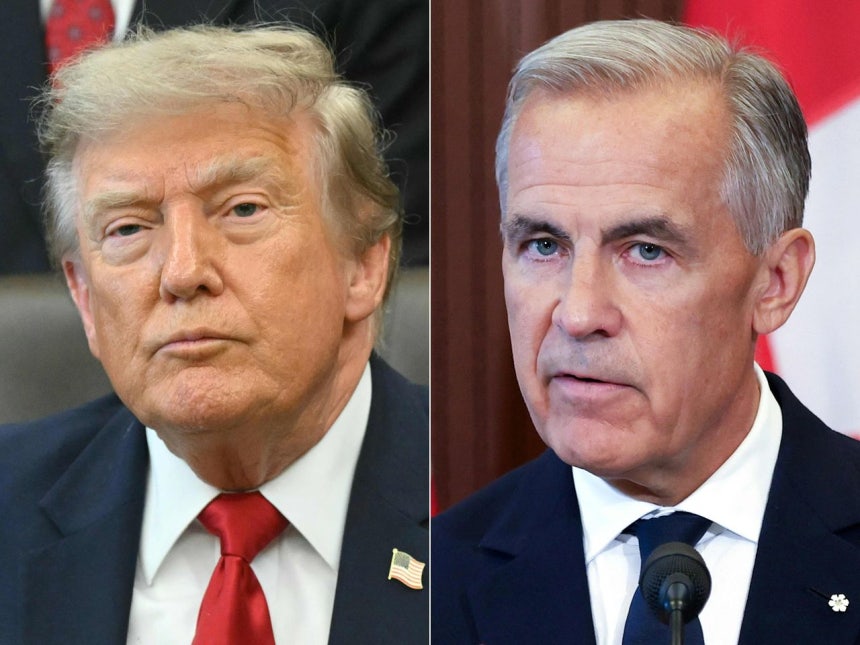 トランプ米大統領（左）とカナダのマーク・カーニー首相 ［AFP＝聯合ニュース］