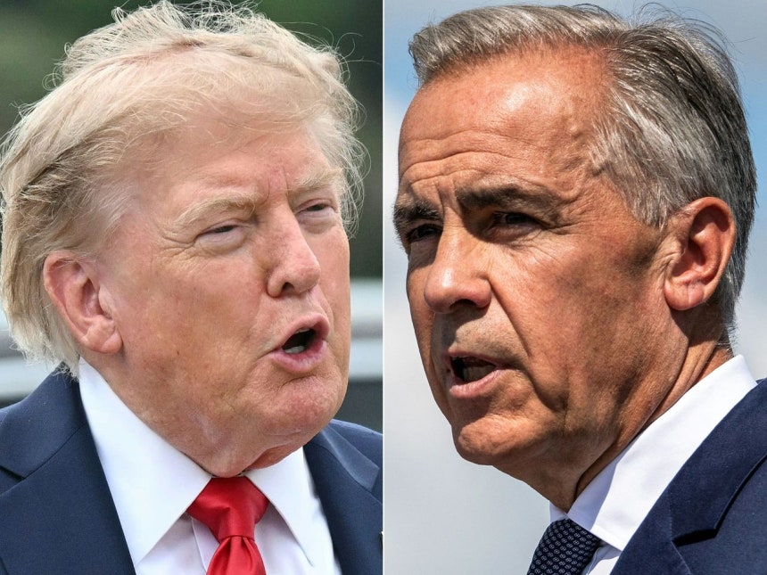 トランプ米大統領（左）とカナダのカーニー首相 ［AFP＝聯合ニュース］