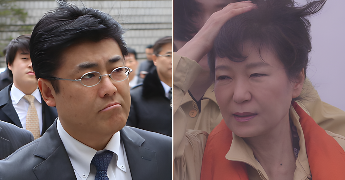 加藤達也元支局長（左）と朴槿恵（パク・クネ）元大統領（右）。中央フォト