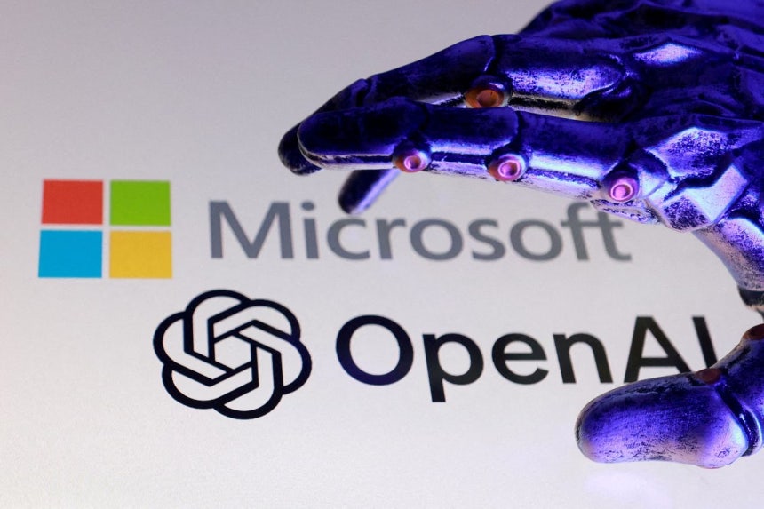 マイクロソフト（上）とOpenAIのロゴ ［ロイター＝聯合ニュース］