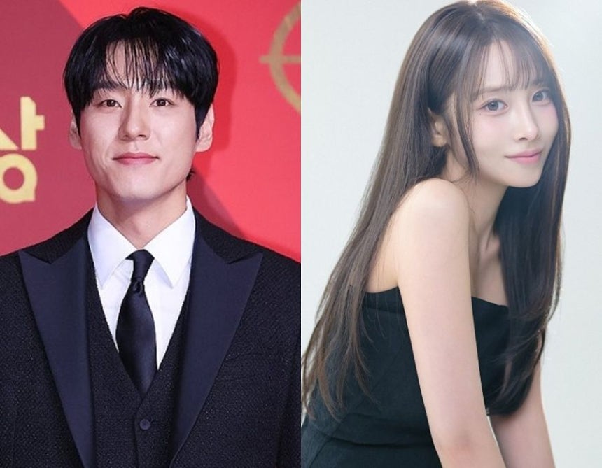 俳優クァク・シヤン（左）とLOVELYZ（ラブリーズ）のユ・ジエ。聯合ニュース