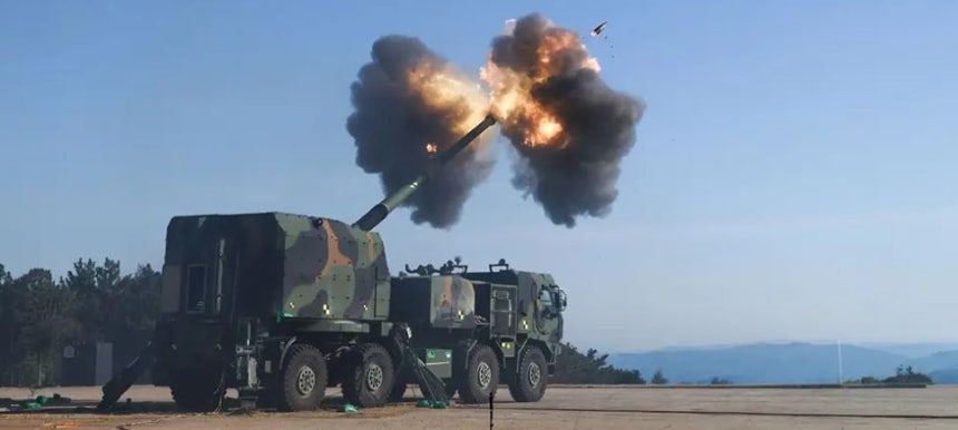 ハンファエアロスペースのK9MH。米国陸軍と車輪型自走砲試作品を納品する契約を結んだ。中央フォト