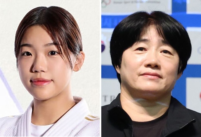 韓国柔道代表のチョン・スジン選手（左）、チョン・ソンスク監督